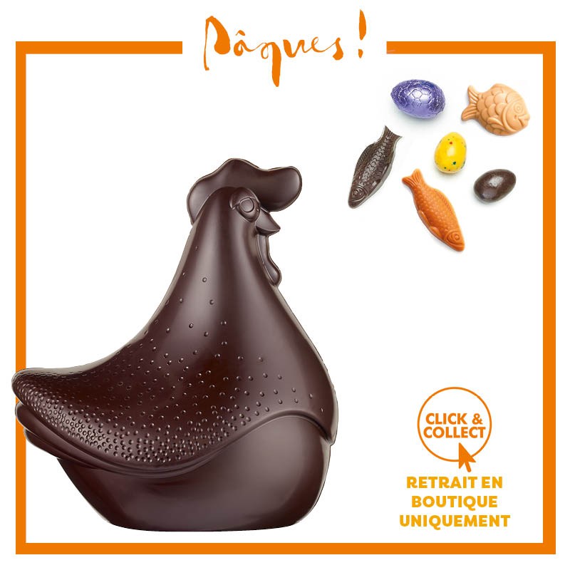 Poule Georgette noire n°4 garnie