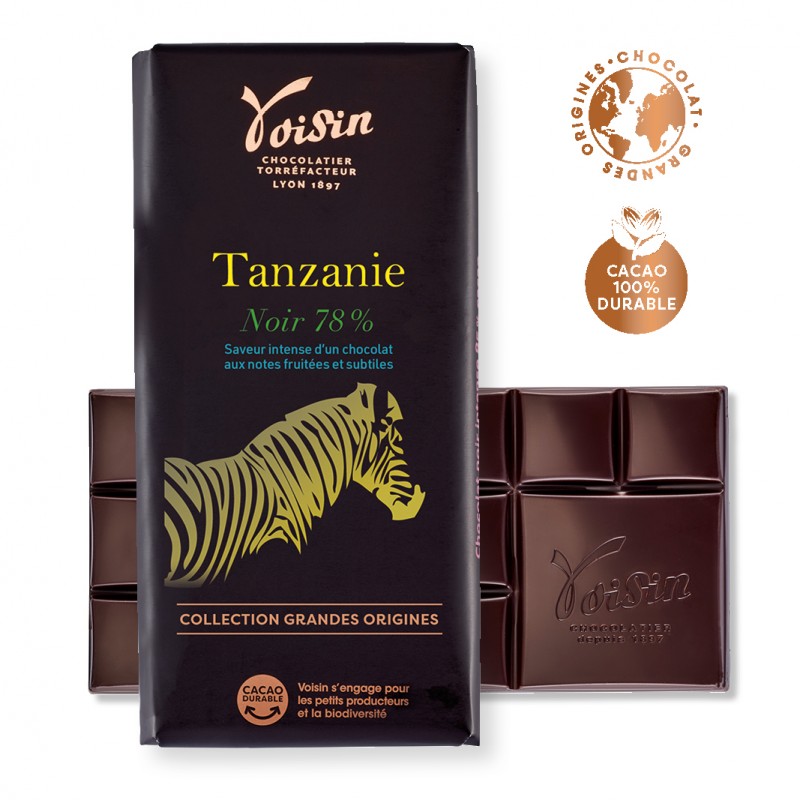 Tablette Chocolat Tanzanie noir 78% grandes origines