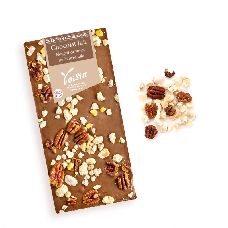 Tablette chocolat lait Nougat caramel au beurre salé création gourmande