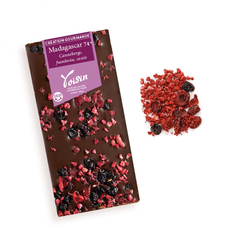 Tablette chocolat Madagascar 74% Fruits rouges création gourmande