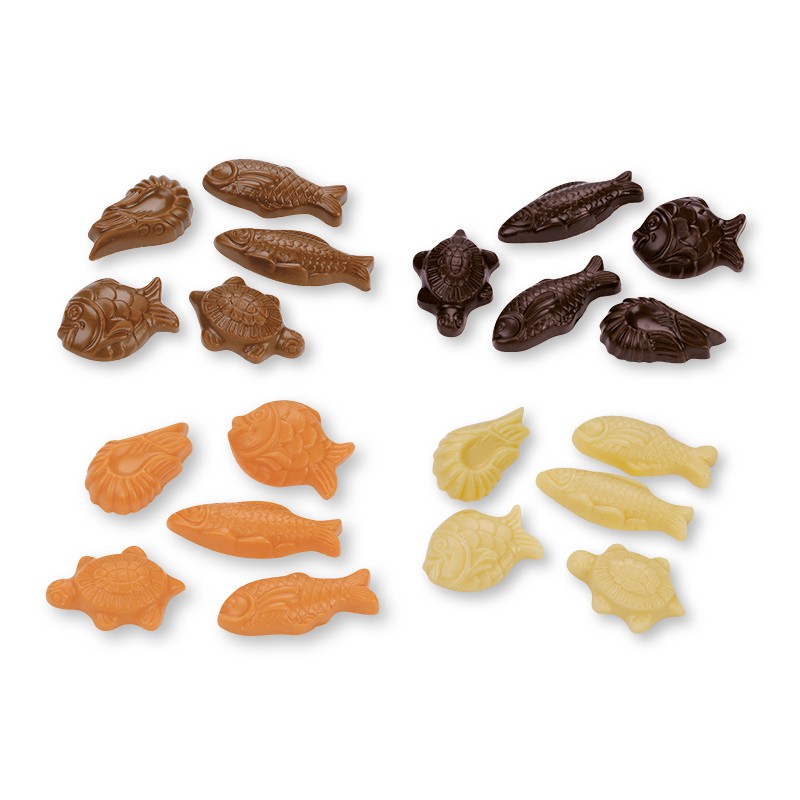 Cube friture assortiment noir, lait, blanc et orange 400g