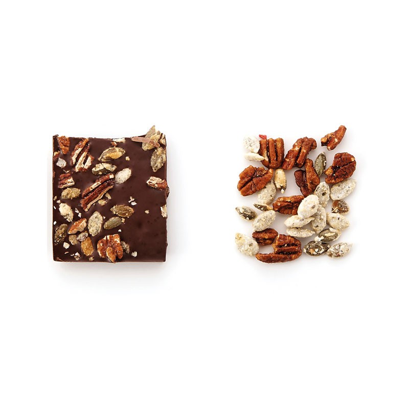 Tablette chocolat Vénézuela 75% Pécan Caramel au beurre salé création gourmande