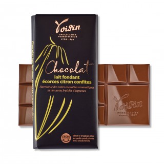 Tablette lait citron écorces confites