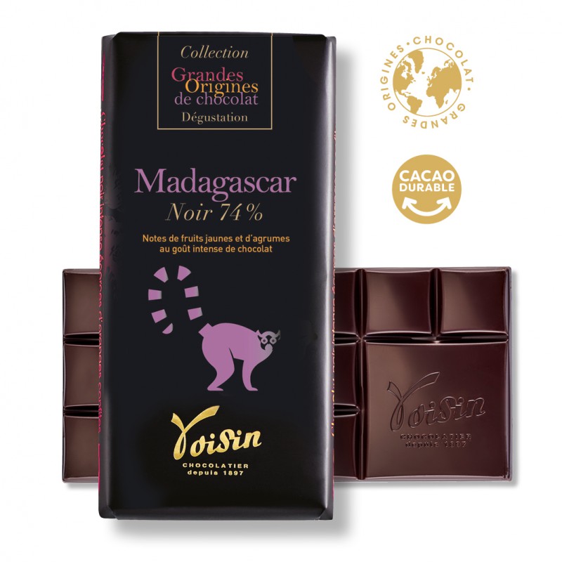 Tablette Madagascar noir 74% grandes origines
