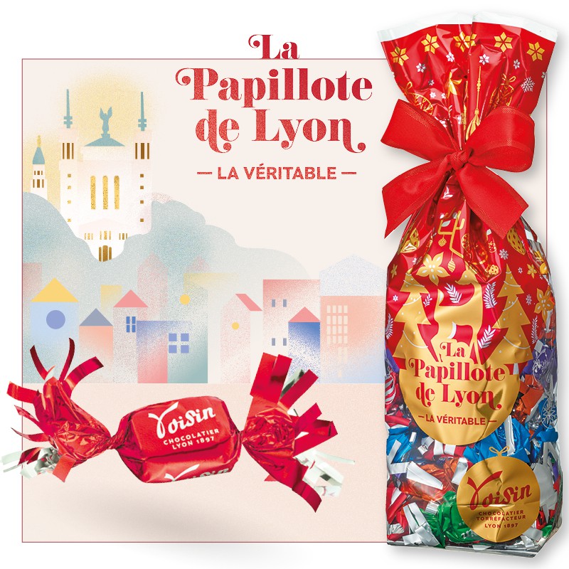 Sachet Véritables Papillotes de Lyon noires et lait assorties 300gr